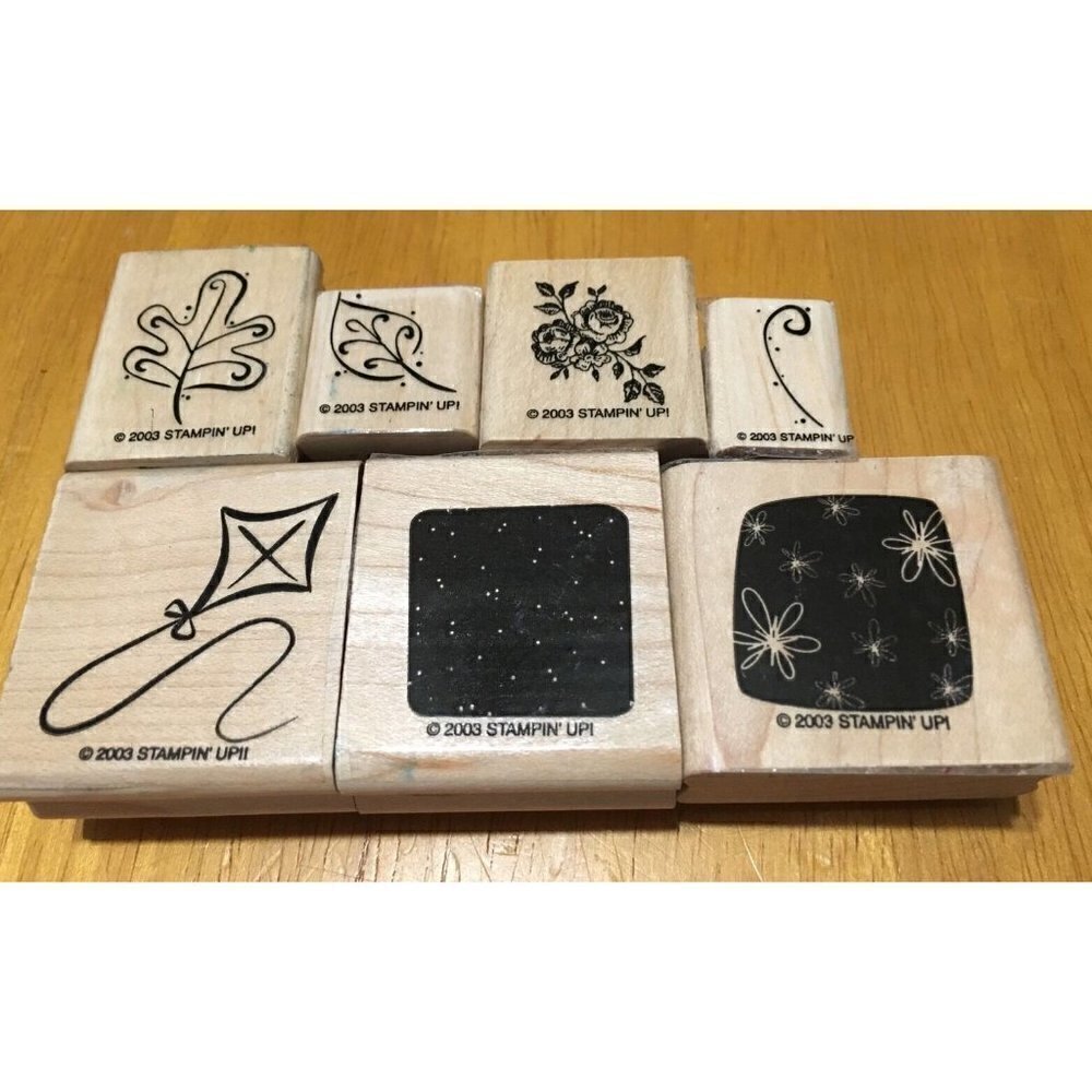 7~2003 Retired Stampin Up Wood Rubber Mounted Stamps